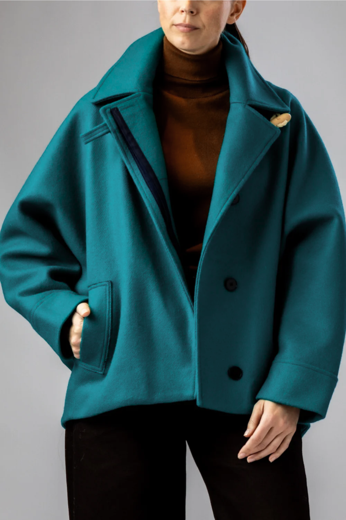 Theodore wool jacket in Positano Teal