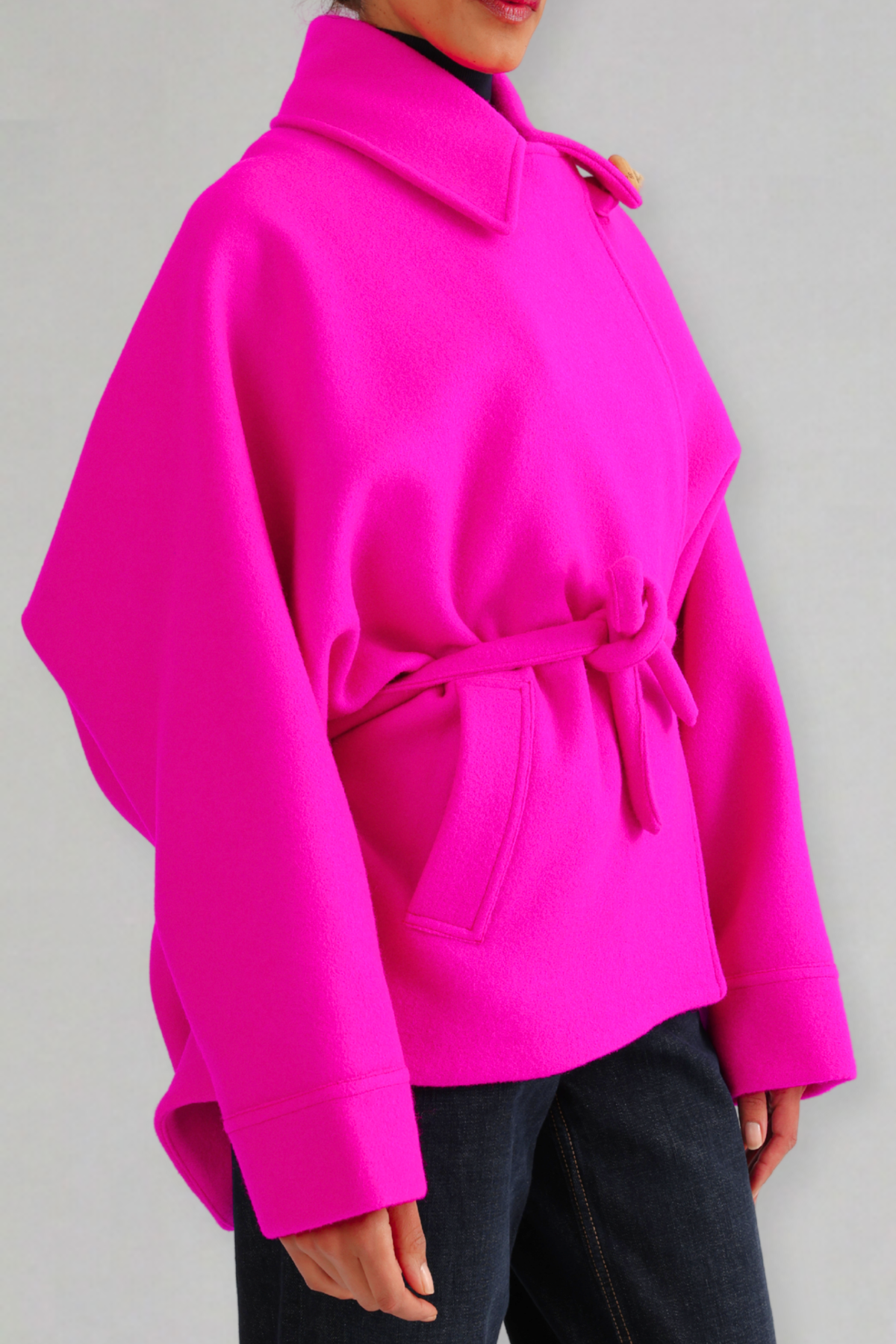 Theodore wool jacket in Fuchsia Power Pink