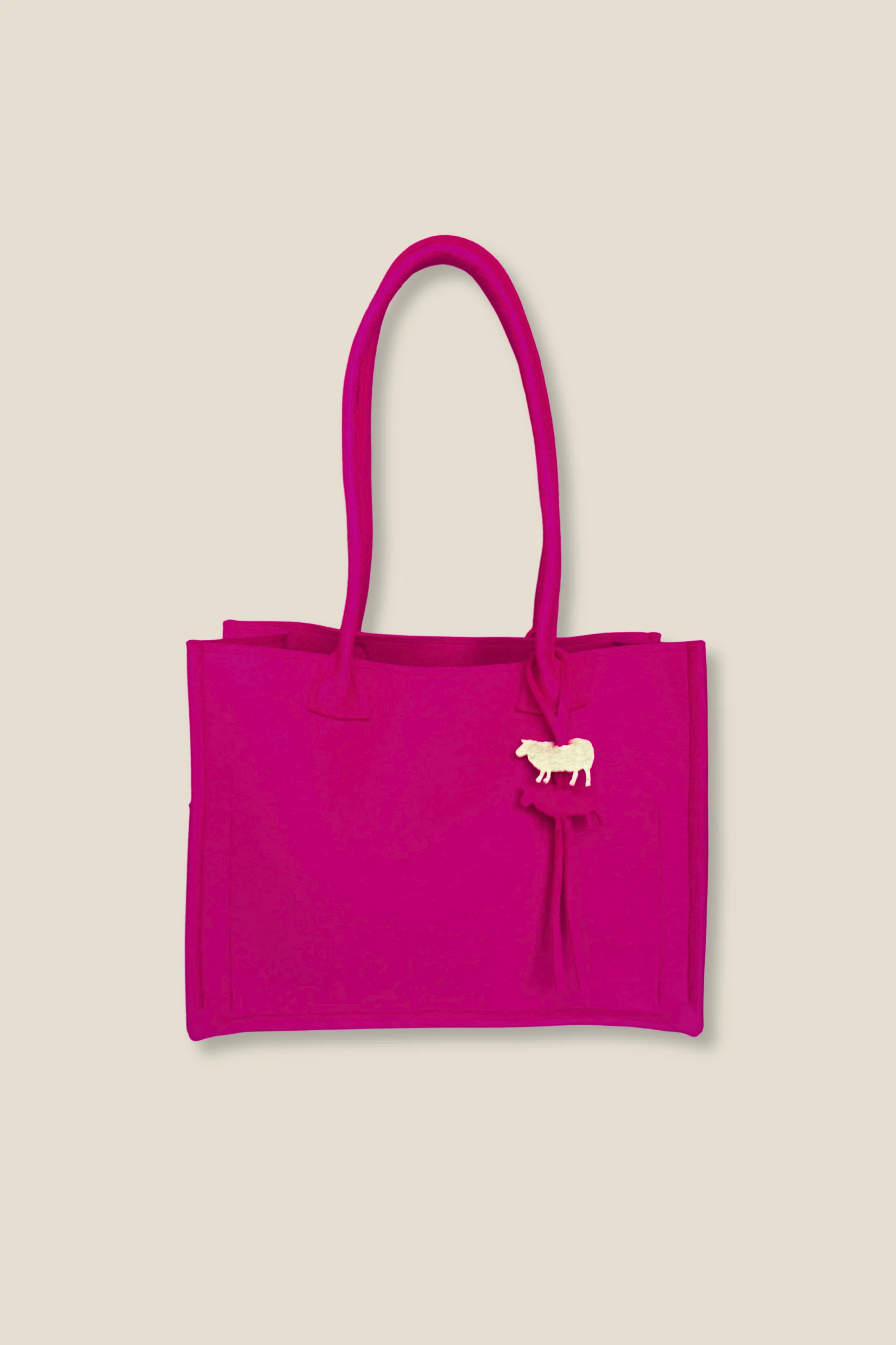 100% Wool work tote in feeling fuchsia pink