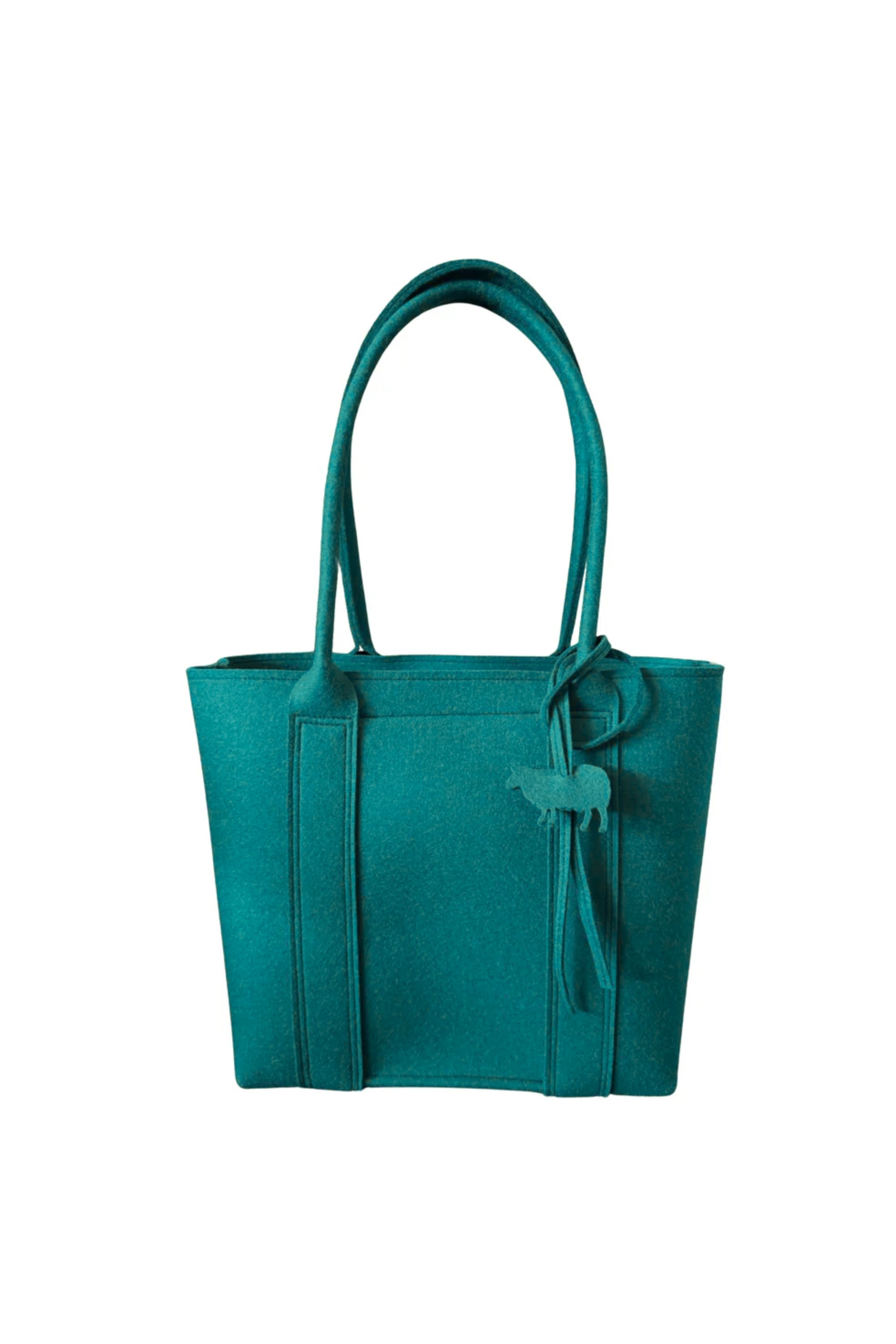 100% wool daily tote bag in totally teal