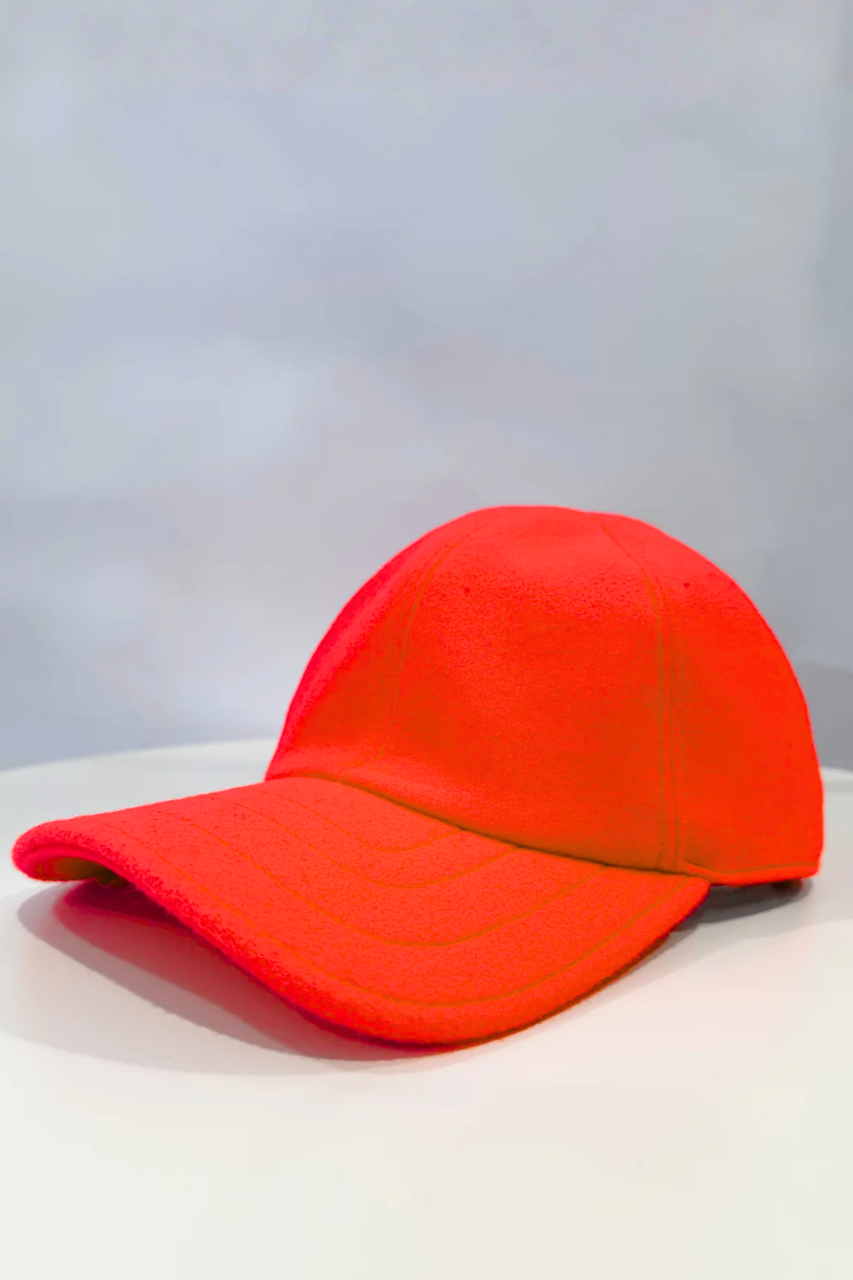 wool baseball cap in clementine red