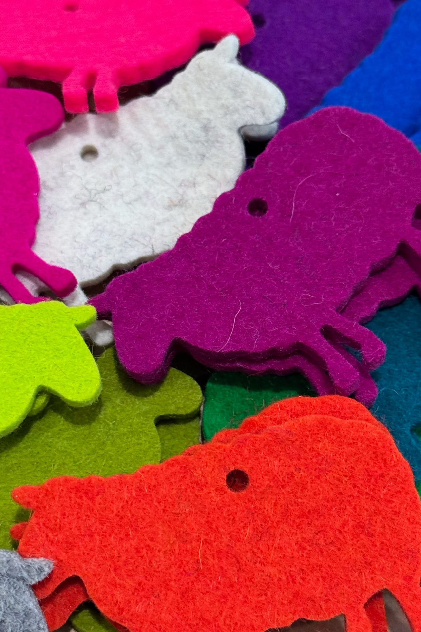Macro shot of wool sheep charms
