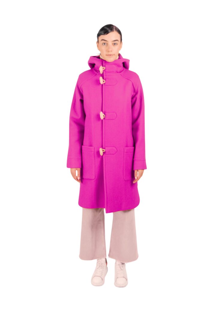 fuchsia pink wool duffle coat